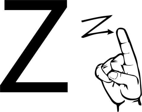 Asl Sign Language Letter Z Coloring Page